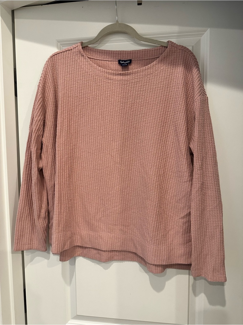 Splendid Blush Waffle-Knit Crewneck Top